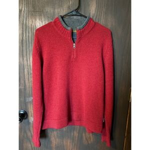 Woolrich Womens 100% Wool Quarter Zip Sweater Ruby Red Large
